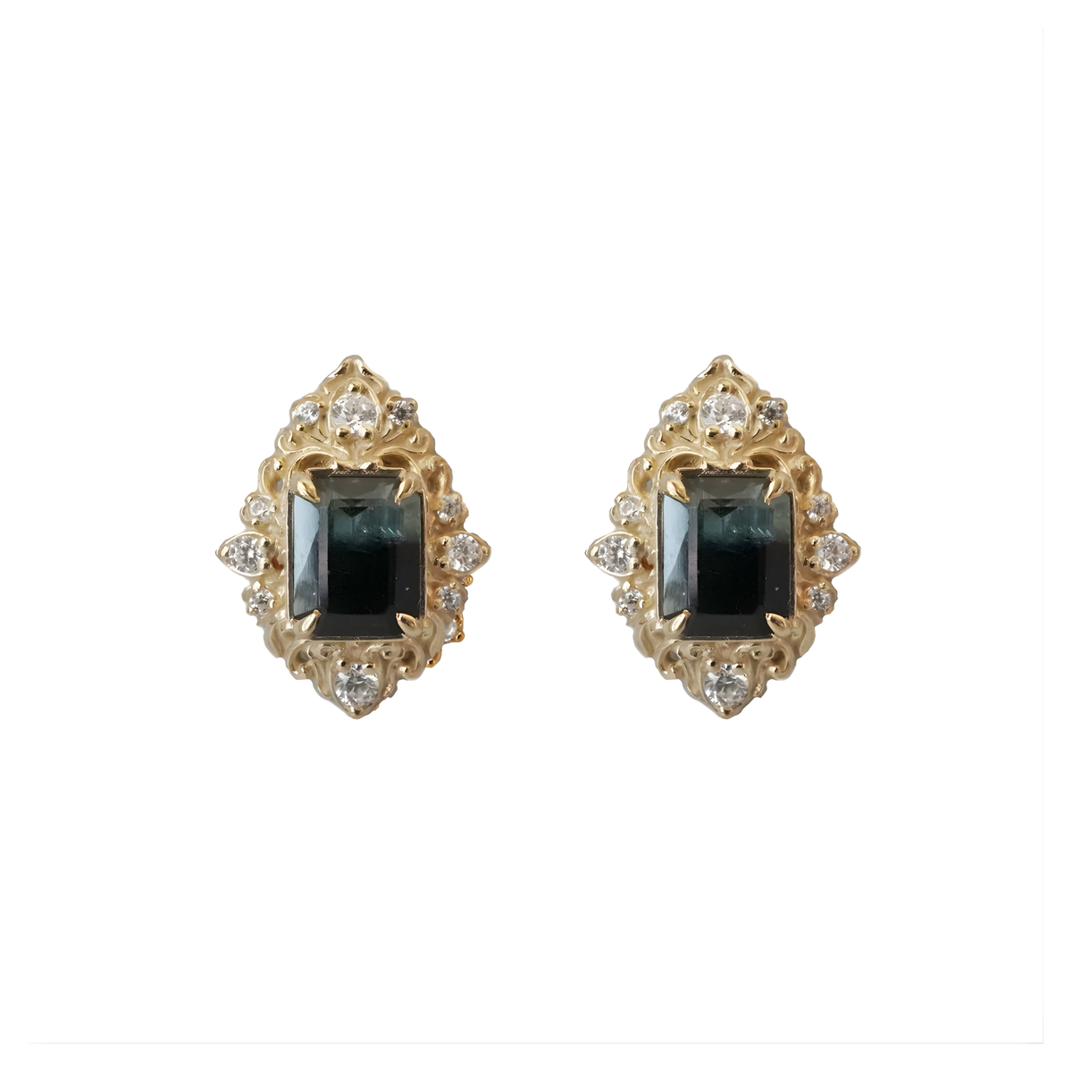 #307 18K Yellow Gold One Of A Kind: Shadowlace Studs