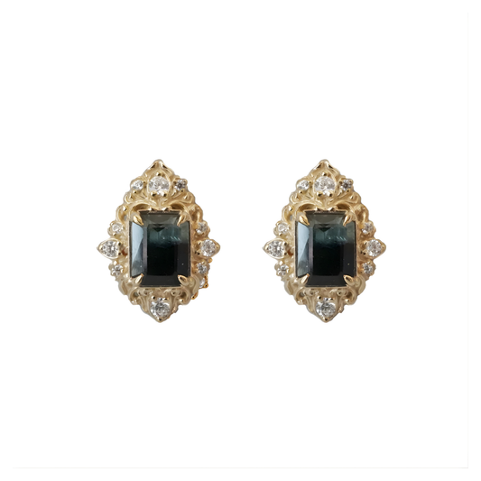 #307 18K Yellow Gold One Of A Kind: Shadowlace Studs