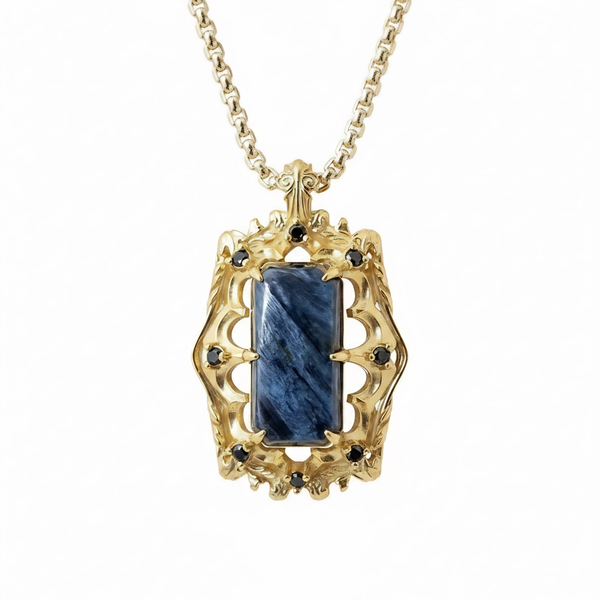 #511 Gothic Specters Pietersite Diamond Pendant