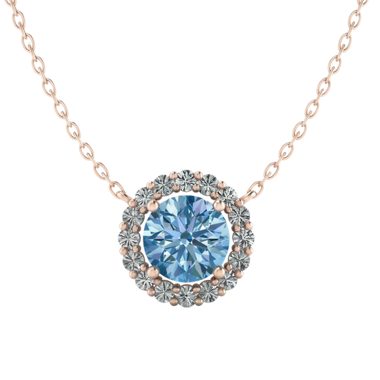 #CNP06 Round cut halo diamond necklace & pendant