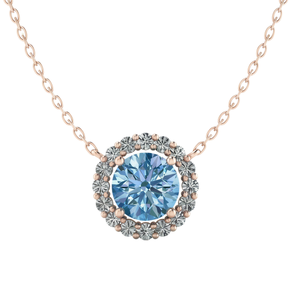 #CNP06 Round cut halo diamond necklace & pendant