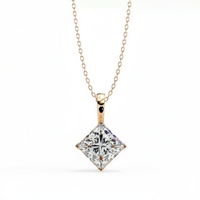 #CNP05 Vintage Princess-Cut Kite Solitaire Pendant Necklaces