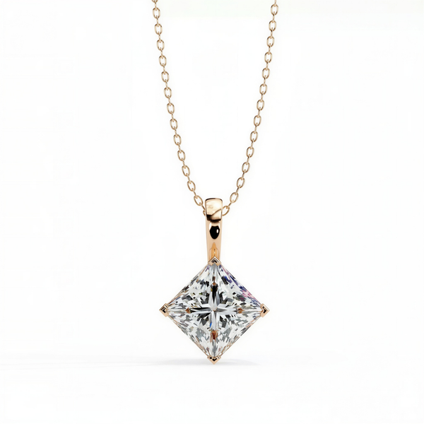 #CNP05 Vintage Princess-Cut Kite Solitaire Pendant Necklaces