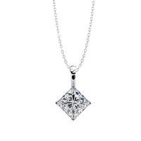 #CNP05 Vintage Princess-Cut Kite Solitaire Pendant Necklaces