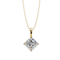 #CNP05 Vintage Princess-Cut Kite Solitaire Pendant Necklaces
