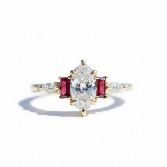 #100 Artemisia Five stone with 10x5mm center Rings