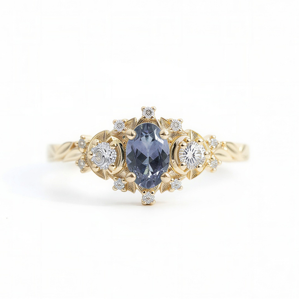 #101 Briar Moon with oval center stone Ring