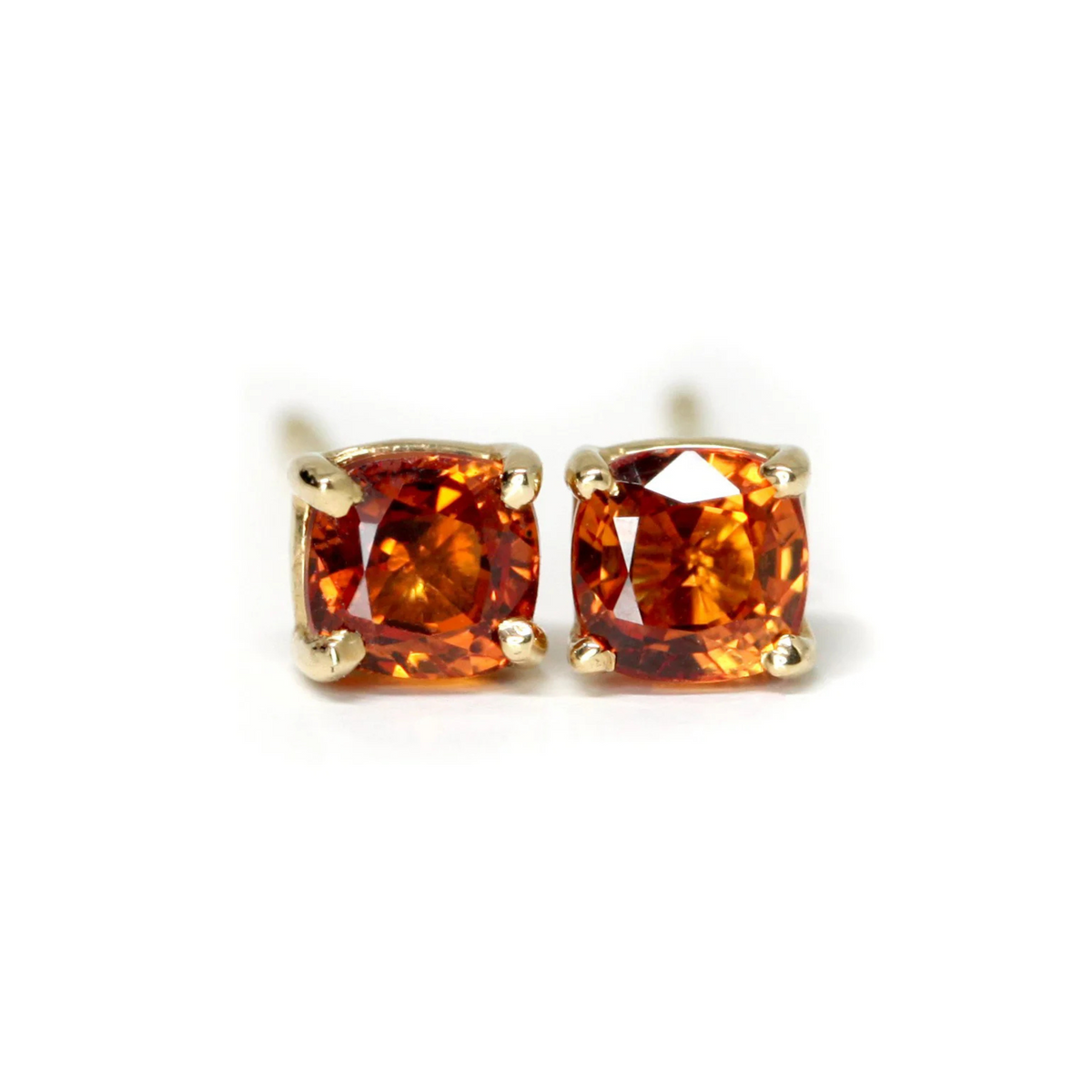 Tangerine Cushion Gold Single Stud Earring