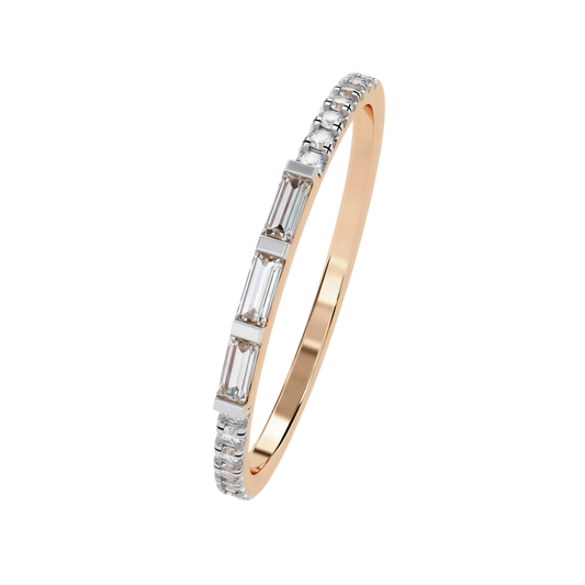 #B33 18K Gold Baguette & Round Skinny Bracelets
