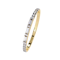 #B33 18K Gold Baguette & Round Skinny Bracelets