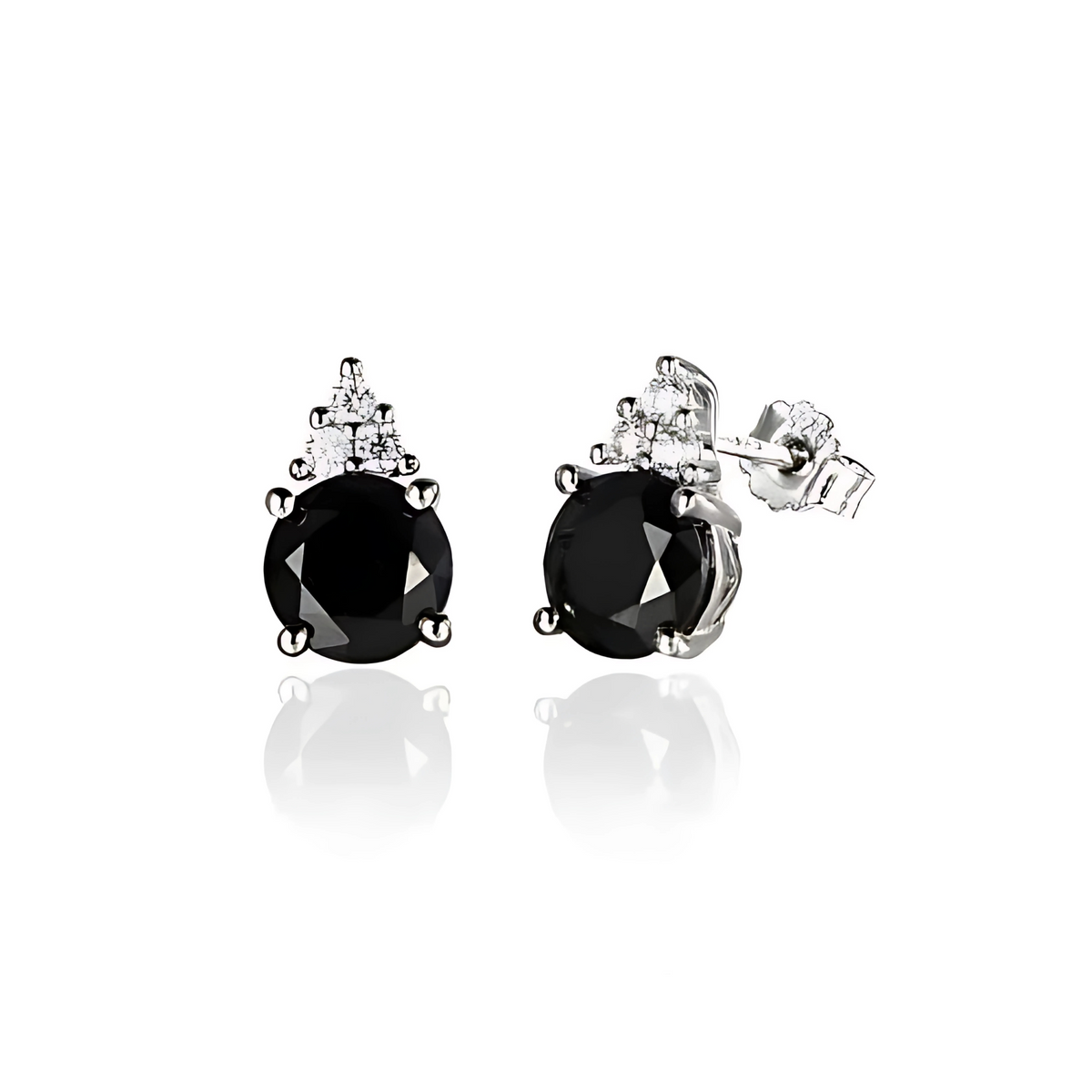Black and White Solitaire Studs Earrings