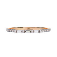 #B33 18K Gold Baguette & Round Skinny Bracelets