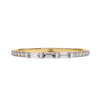 #B33 18K Gold Baguette & Round Skinny Bracelets