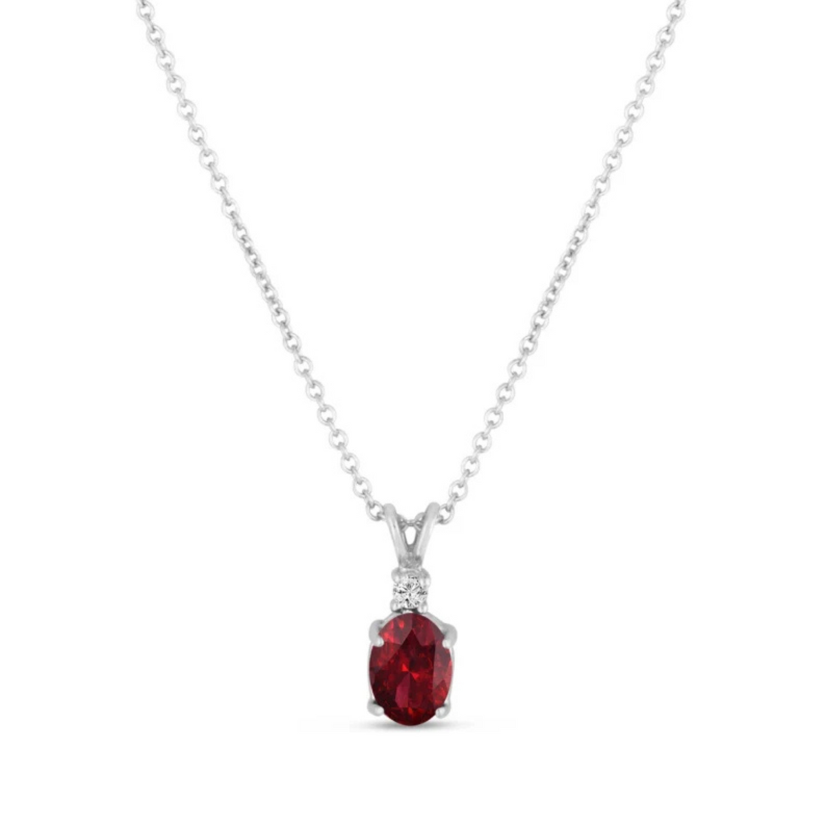 Oval Solitaire Diamond Pendant Necklace in 14K Gold