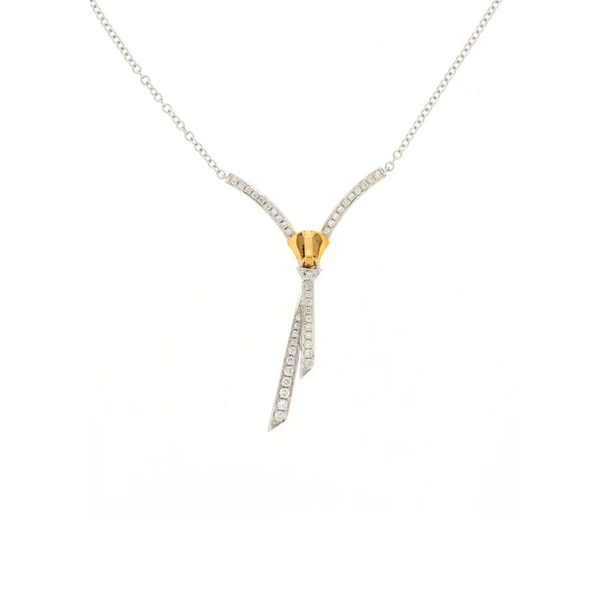 18K White & Yellow Gold Diamond Necklace