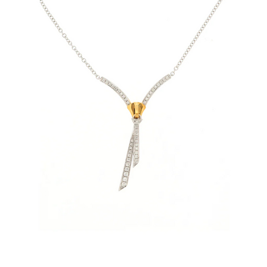 18K White & Yellow Gold Diamond Necklace