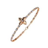 #B34 Vintage Clover Two-Tone Geometric Pavé Chain Bracelet