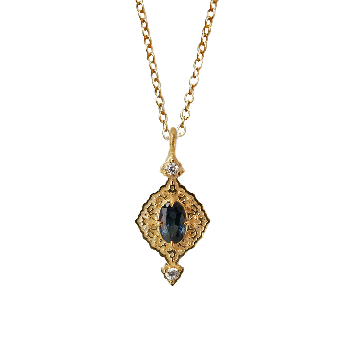 #506 Cairo Blossom Blue Sapphire Necklace