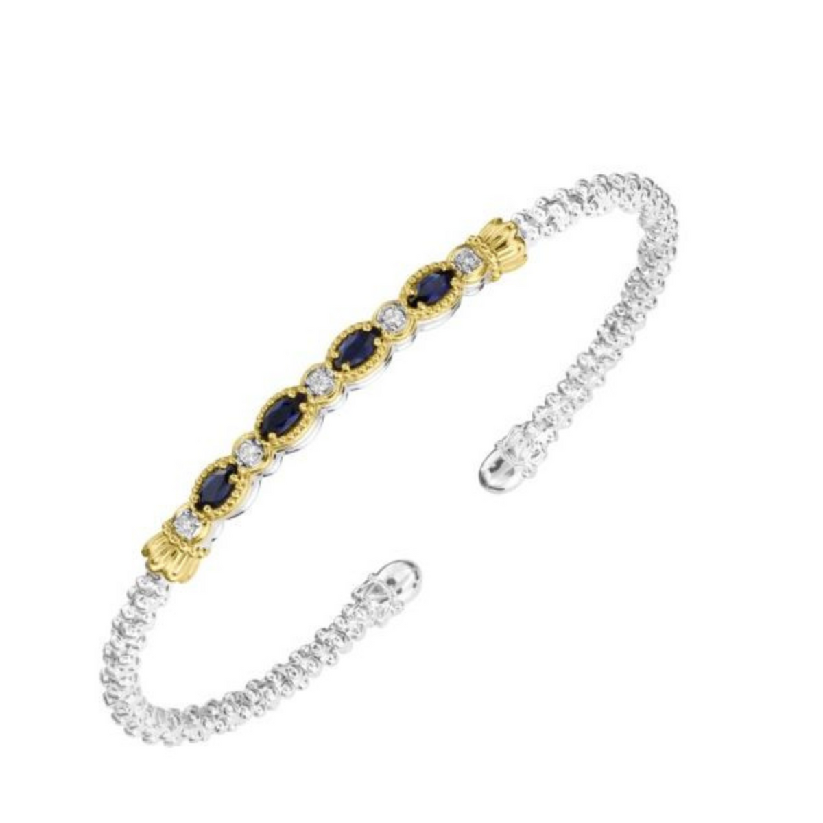 Luxury 14K Yellow Gold and Natural Blue Diamond Line Bracelet