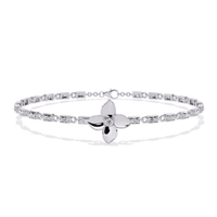 #B34 Vintage Clover Two-Tone Geometric Pavé Chain Bracelet