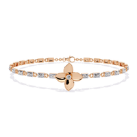 #B34 Vintage Clover Two-Tone Geometric Pavé Chain Bracelet