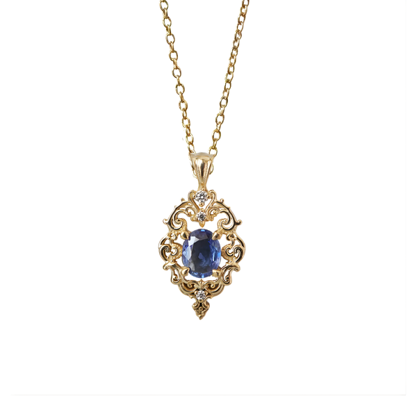 #500 18K White Gold Blue Sapphire Maris Necklace