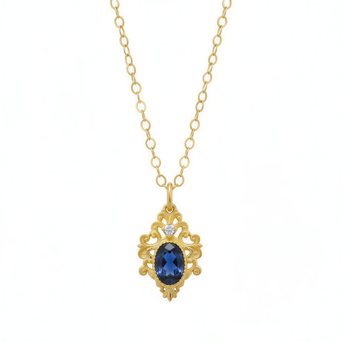 #508 Midnight Crown Blue Sapphire Necklace