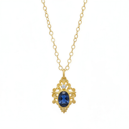 #508 Midnight Crown Blue Sapphire Necklace