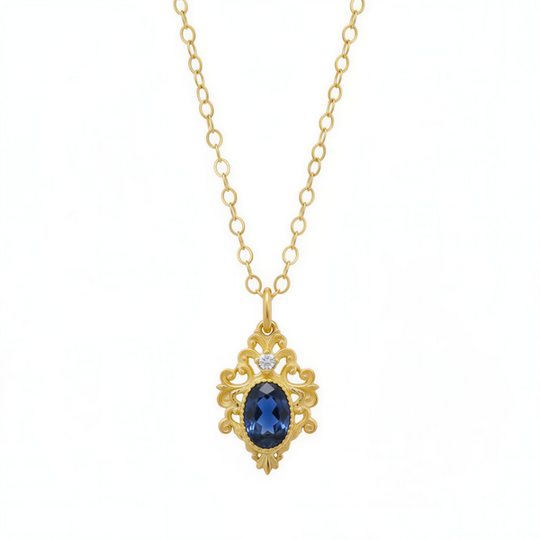 #508 Midnight Crown Blue Sapphire Necklace