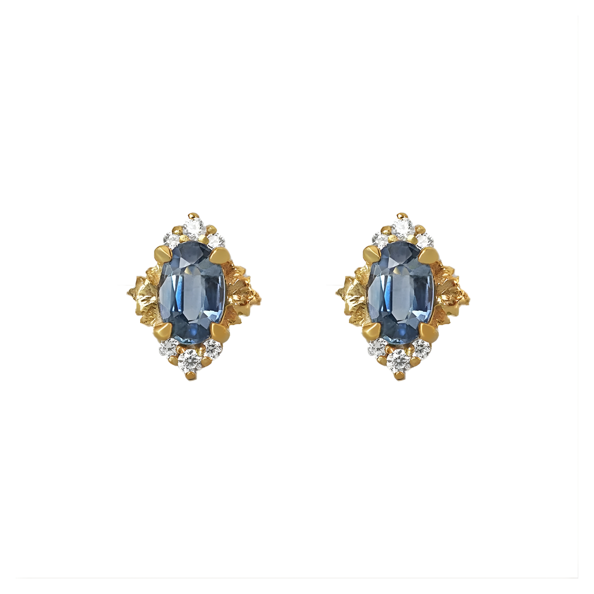 #308 18K White Gold Song Of Midnight Sapphire Studs