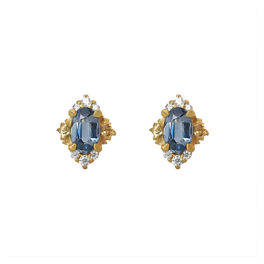 #308 18K White Gold Song Of Midnight Sapphire Studs