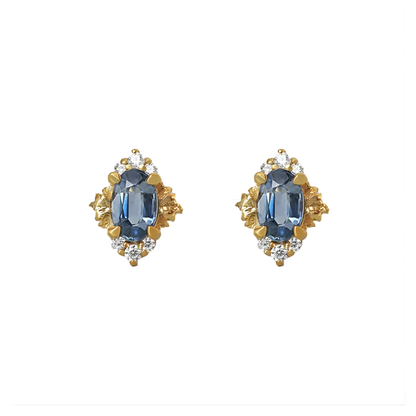 #308 18K White Gold Song Of Midnight Sapphire Studs