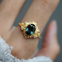 #89 Green Tourmaline Marcelline Diamond Ring