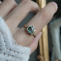 #93 Trillion Green Tourmaline Gardenia Diamond Ring