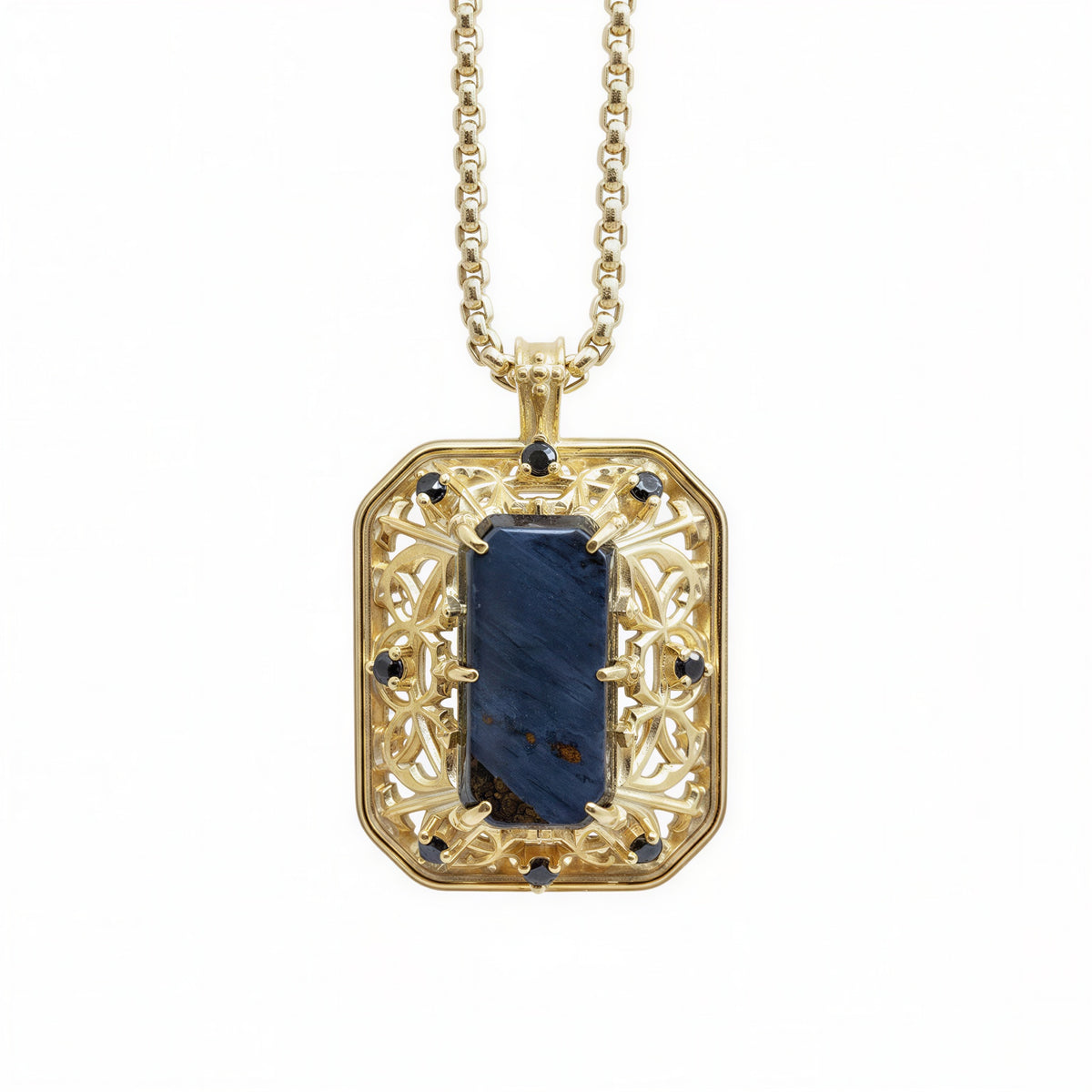 #512 Vesperian Pietersite Diamond Pendant