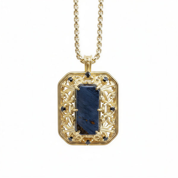 #512 Vesperian Pietersite Diamond Pendant