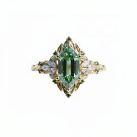 #96 Briar Rose Starlight with hexagon Diamond Ring