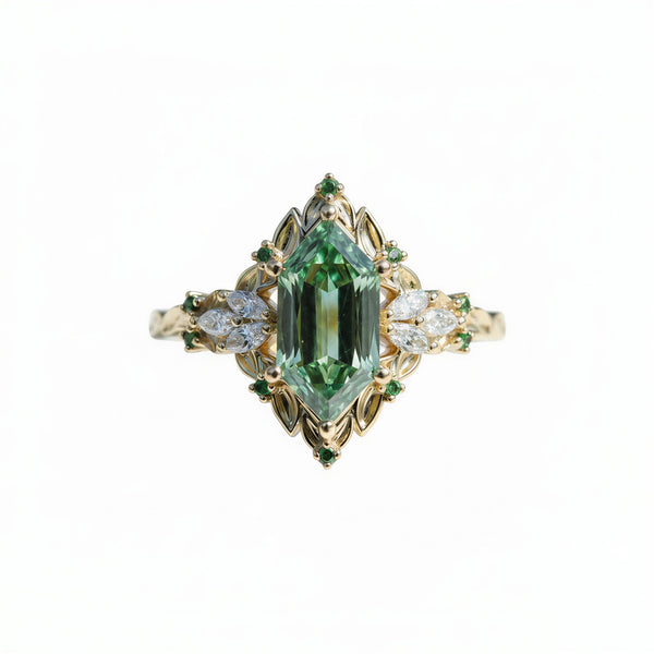 #96 Briar Rose Starlight with hexagon Diamond Ring