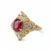 #87 Oval Rubellite Rosalia Diamond Ring