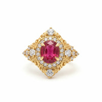 #87 Oval Rubellite Rosalia Diamond Ring