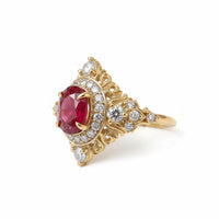 #87 Oval Rubellite Rosalia Diamond Ring