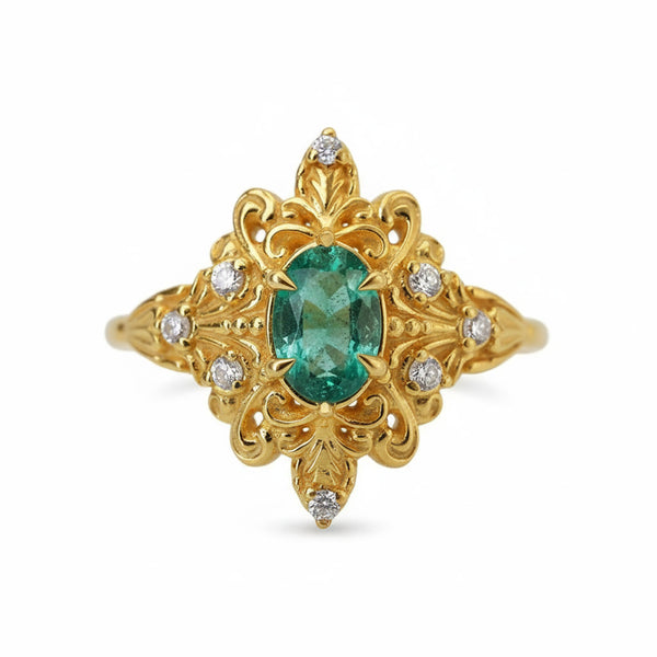#88 Emerald Secret Diamond Ring