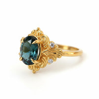 #89 Green Tourmaline Marcelline Diamond Ring