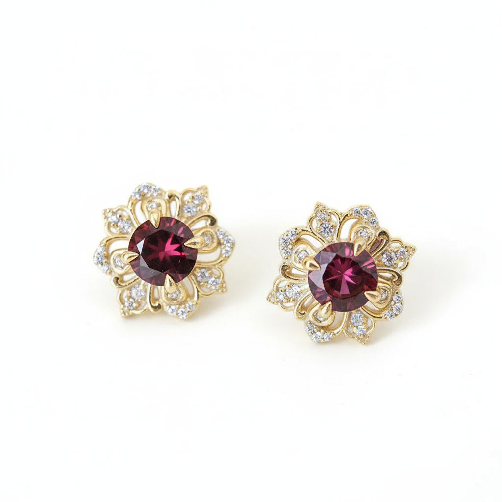 #301 Amaranthe Garnet Stud Earrings