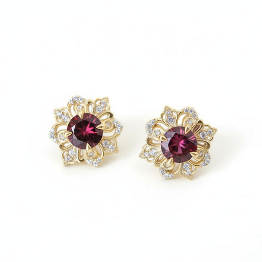 #301 Amaranthe Garnet Stud Earrings