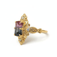 #85 Bicolor Tourmaline Veil Diamond Ring