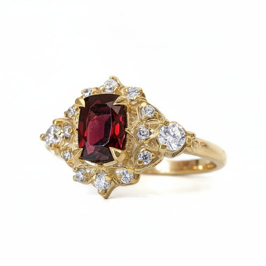 #90 Red Spinel Emberveil Diamond Ring