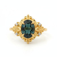 #89 Green Tourmaline Marcelline Diamond Ring