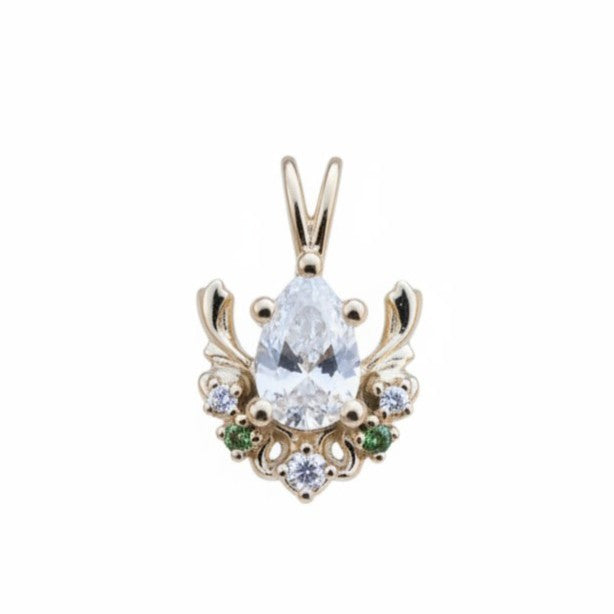 #504 18K Yellow Gold Pear filigree necklace