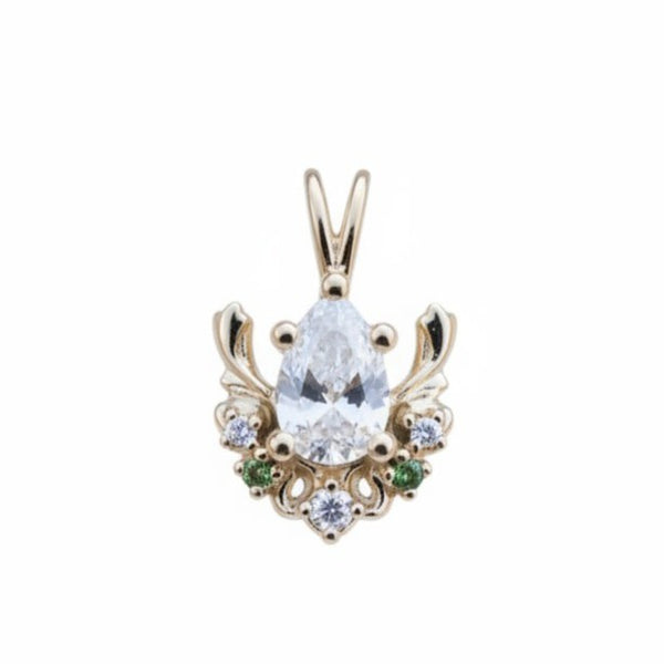 #504 18K Yellow Gold Pear filigree necklace